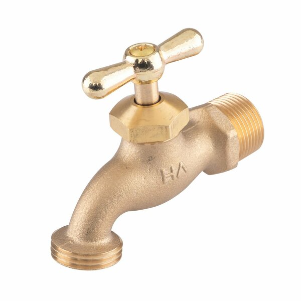 Hausen 3/4-inch MIP x 3/4-inch MHT Brass No-Kink Angled Hose Bibb Valve with Tee Handle Shutoff HA-HB106-1